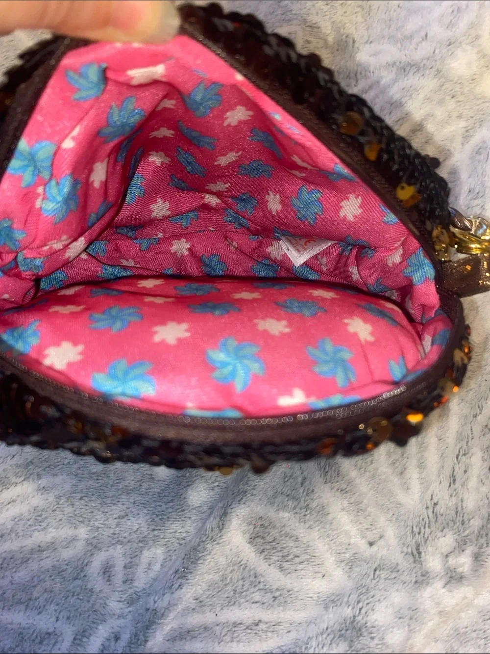 Ty Sequin Sloth Crossbody Bag in Brown and Gold